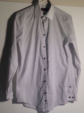 jf j.ferrar Light Blue Micro-Pattern Dress Shirt